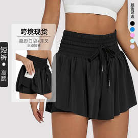 亚马逊高腰网球裙女防走光户外裙裤速干透气收腹跑步健身瑜伽短裙