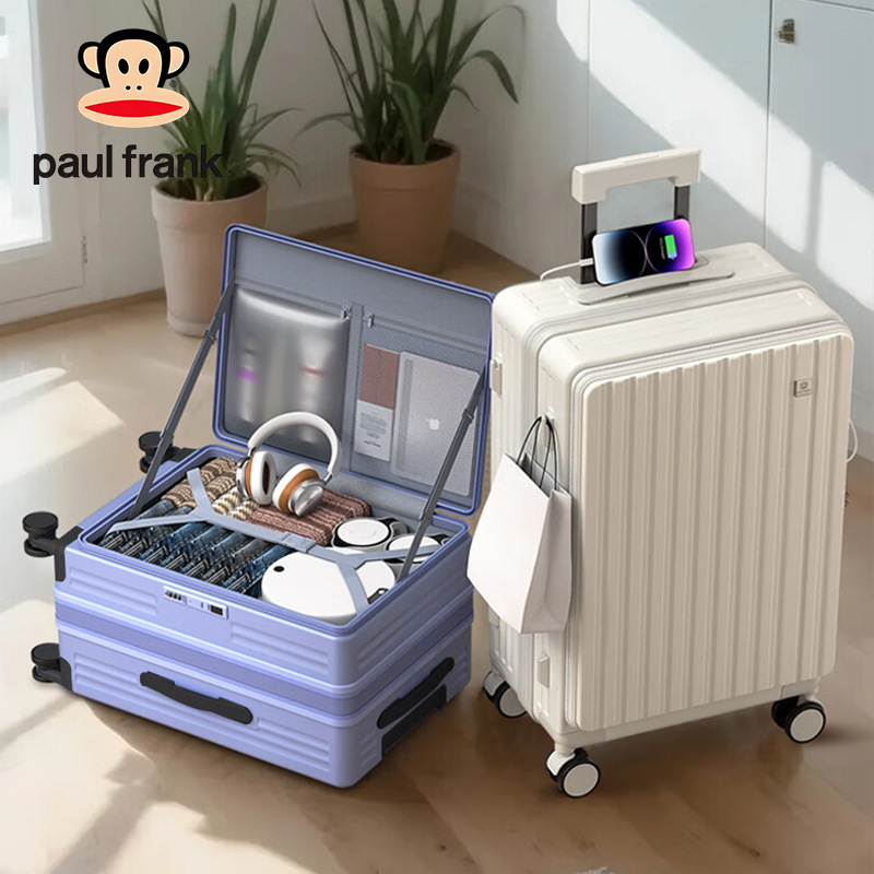 Big Mouth Monkey Side-Opening Suitcase Wholesale for Women 26inch Deep Compartment Expandable Travel Suitcase Factory Multifunctional Trolley Suitcase