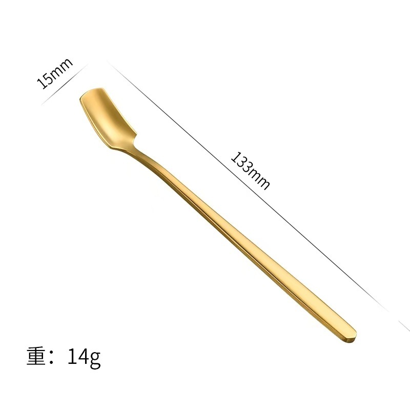 304不锈钢咖啡勺长柄方头勺马克杯小勺子 加厚搅拌勺创意冰勺礼品|undefined