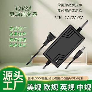 Two-wire 12V3A power adapter micro pump LCD monitor video recorder LED light strip adapter