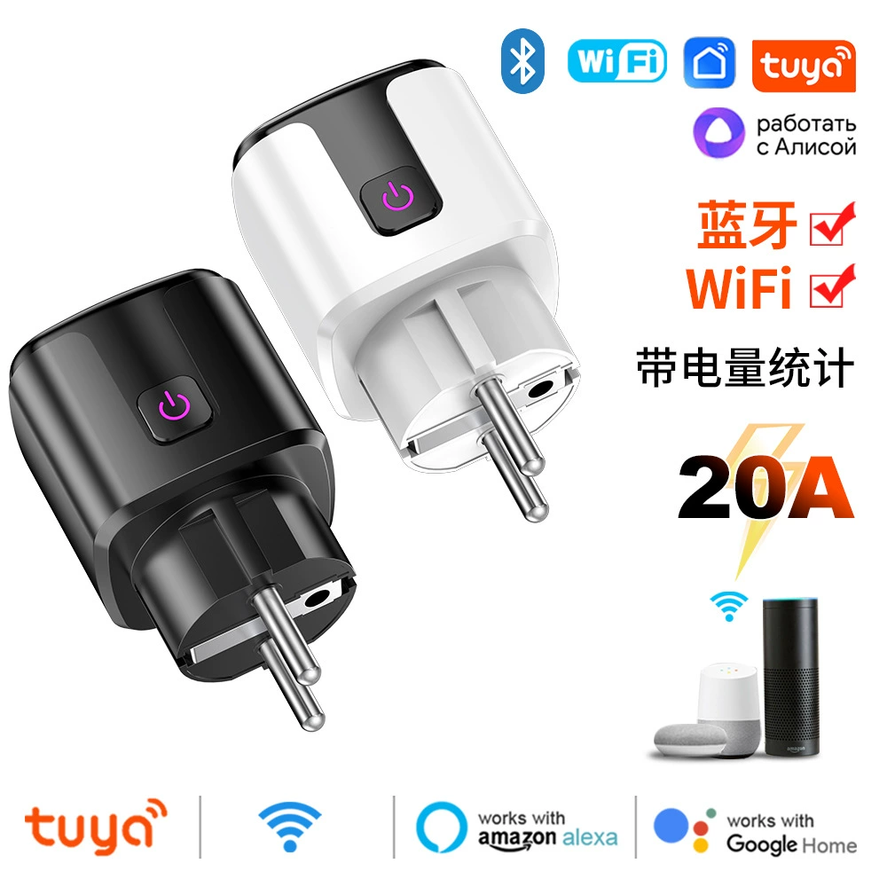 Граффити WIFI Bluetooth 20A европейская система Smart штепсельная розетка APP Дистанционный голосовой переключатель задержки