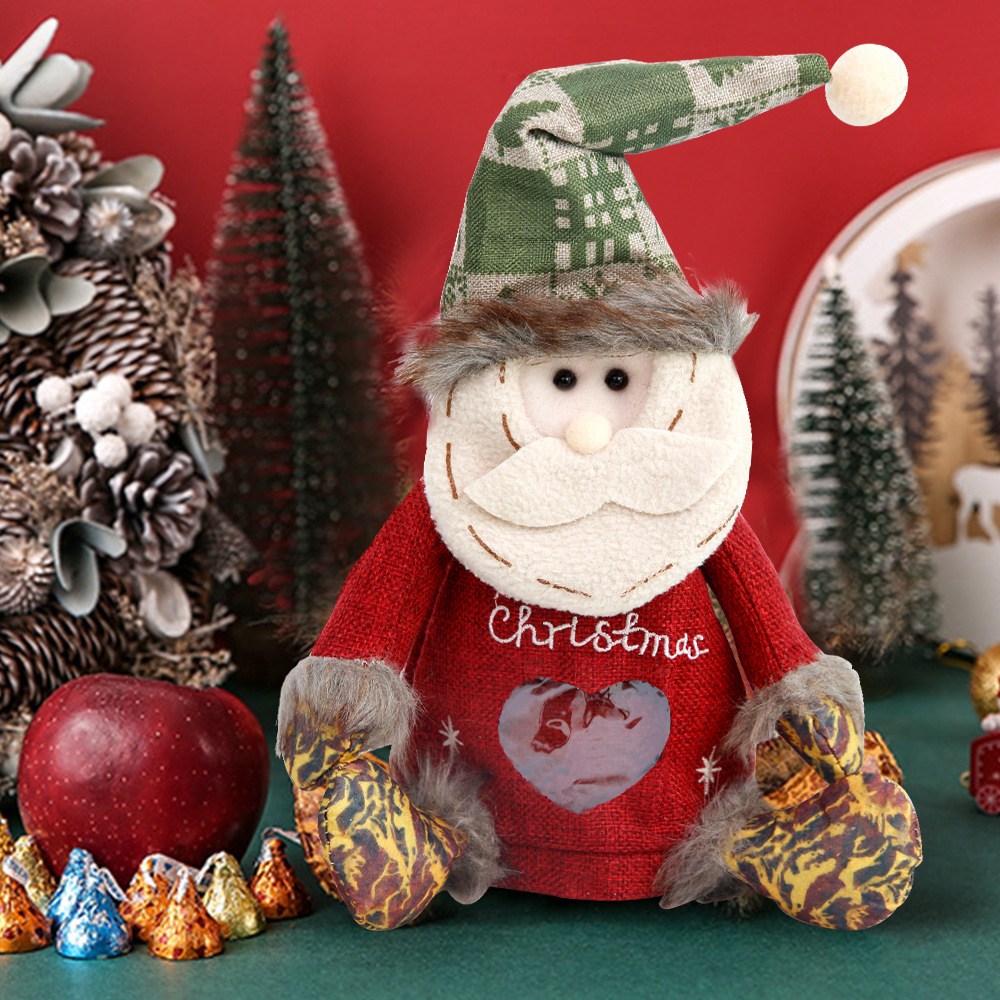 Decoraciones navideñas de terciopelo bolsas de manzanas muñecas bolsas de regalo navideñas de dibujos animados bolsas de dulces transparentes adornos
