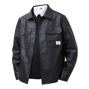 2025 Autumn Motorcycle Jacket Men's Leather Jacket Handsome Trendy Brand Men's Leather Jacket Loose Casual High-End Men's Clothing