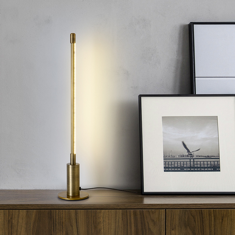 Creative decorative table lamp Nordic bedroom bedside living room post-modern simple led study line remote control lamp