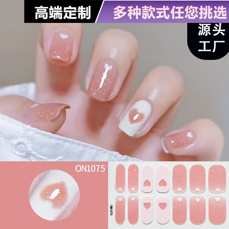 Manicure No-Bake Nail Stickers Full Stickers 14 Fingers No-Bake Gel Nail Stickers European and American Ins Style French Manicure Full Stickers Manicure No-Bake Nail Stickers Full Stickers 14 Fingers No-Bake Gel Nail Stickers European and American Ins Style French Manicure Full Stickers