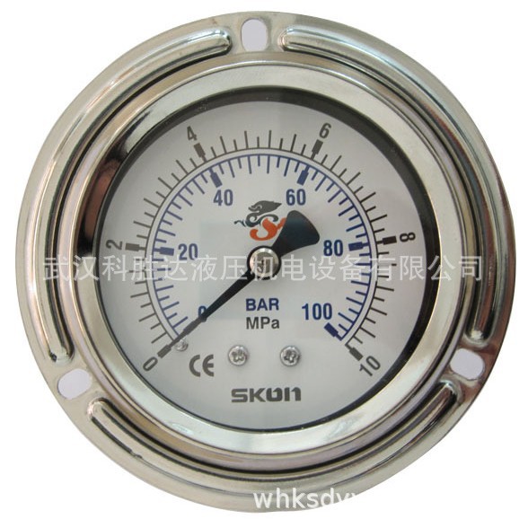 协钢压力表SKON品牌 埋入式安装背接螺纹1/4 表面63mm 甘油不锈钢