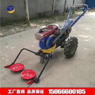 Walk-Behind Tractor Micro-Tiller with Lawn Mower, Front-Mounted Disc Mower, Multifunctional Weeding and Grass Harvesting Machine