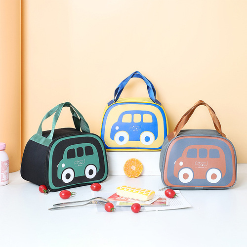 Cartoon car insulation bag lunch box cartoon handbag lunch with rice aluminum foil thickened waterproof lunch box bag lunch bag