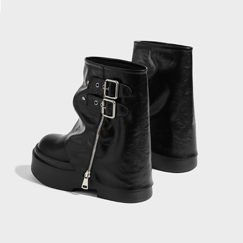 Pantaloncini da donna autunno/inverno 2025 con fibbia e cerniera laterale, stile hot girl alla moda e alla moda, design rialzato con suola spessa._voghion.com