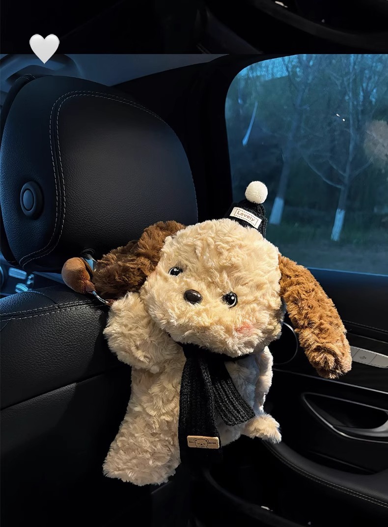 Car Tissue Box Creative Cute Puppy Decoration Paper Box Car Hanging Car Tissue Bag Car Paper Box