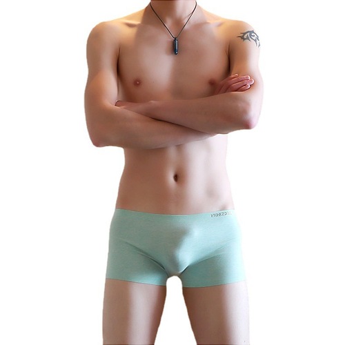 Heat-pressed men's non-marking underwear, modal cotton sports boxer briefs, breathable one-piece, seamless and sexy pants