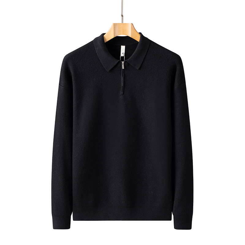 Camiseta de punto de invierno de alta gama de cuello vertical casual cross-border chaqueta de hombre de cuello medio alto suéter de cremallera personalizado para hombres