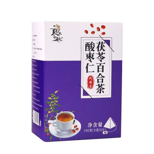 Ziziphus, Poria, lily and lotus seed tea boxed triangular bag for fear of staying up late for health sleep tea bag 5g*20 bags/box