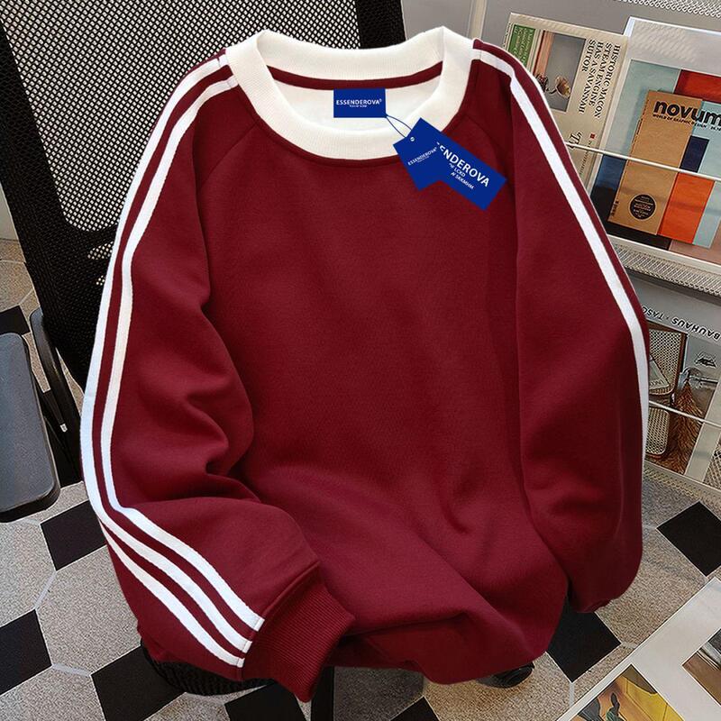 Trendy and youthful retro color-block striped round-neck sweatshirt for women, new spring-summer loose casual versatile top Trendy and youthful retro color-block striped round-neck sweatshirt for women, new spring-summer loose casual versatile top