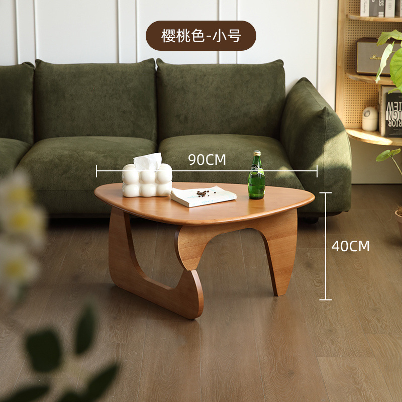 Madera sólida nueva mesa de té triangular nórdica en forma de mesa de té retro simple y moderna sala de estar japonesa para el hogar