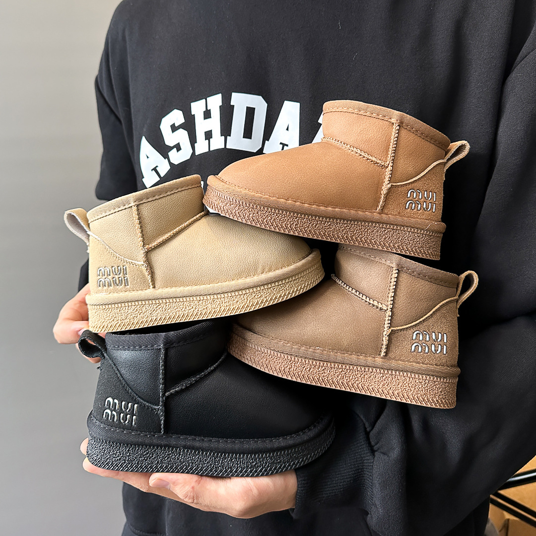 Children's Snow Boots 2025 Winter New Style Girls' Fleece-Lined Short Boots Boys' Thickened Cotton Boots Warm Waterproof Baby Shoes