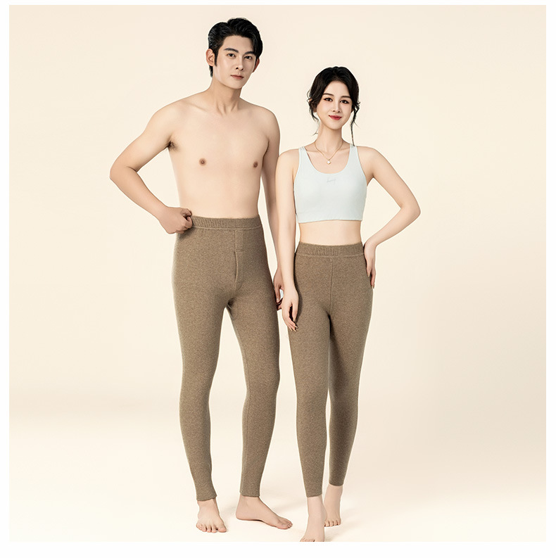 Quần legging cashmere nam nữ cao cấp lưng cao giữ ấm dệt kim — Màu xám đậm của nam giới chi tiết 7