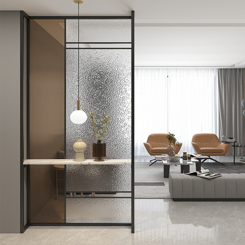 Ultra-White Rainbow Glass Entryway Living Room Screen Modern Minimalist Obstructing Wall Bedroom Entrance Japanese Iron Art Dividing Wall