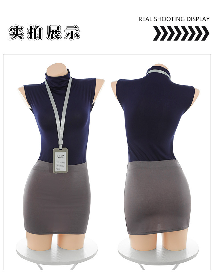 Feimu Secretary Costume Set with Top, Pencil Skirt, Thong and Badge — detail image 32