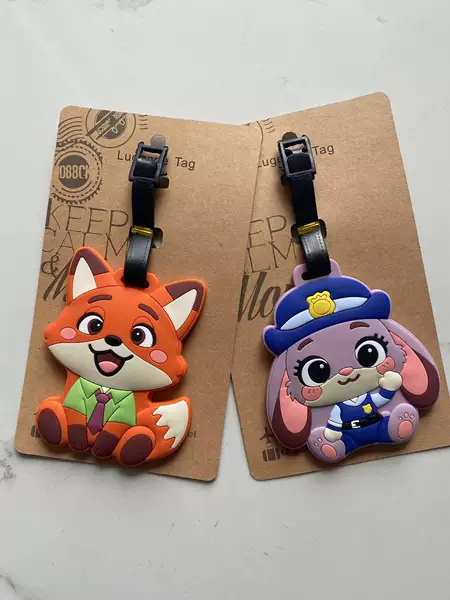 Cute Fox and Rabbit Luggage Tags, Animal-Themed Travel Luggage Tags for Couples, Boarding Passes