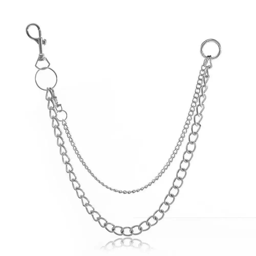 European And American Men's Fashion Simple Double Layer Punk Hip Hop Style Versatile Design Adjustable Pants Chain_voghion.com