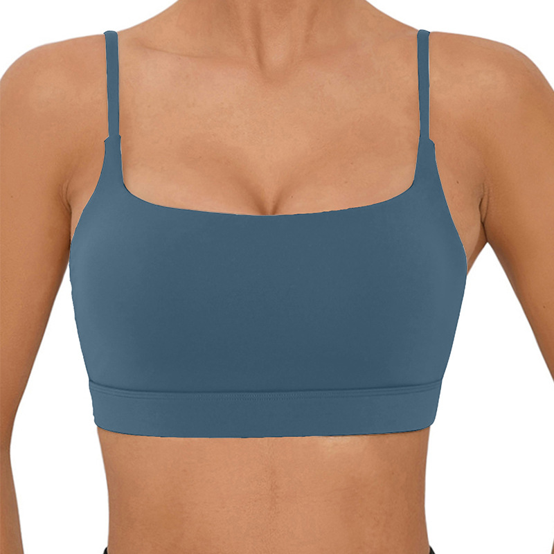Amazon Europa y los Estados Unidos transfronterizos a prueba de choque de color sólido sujetador de mujer cinturón de hombro delgado chaleco de fitness ropa interior deportiva de yoga