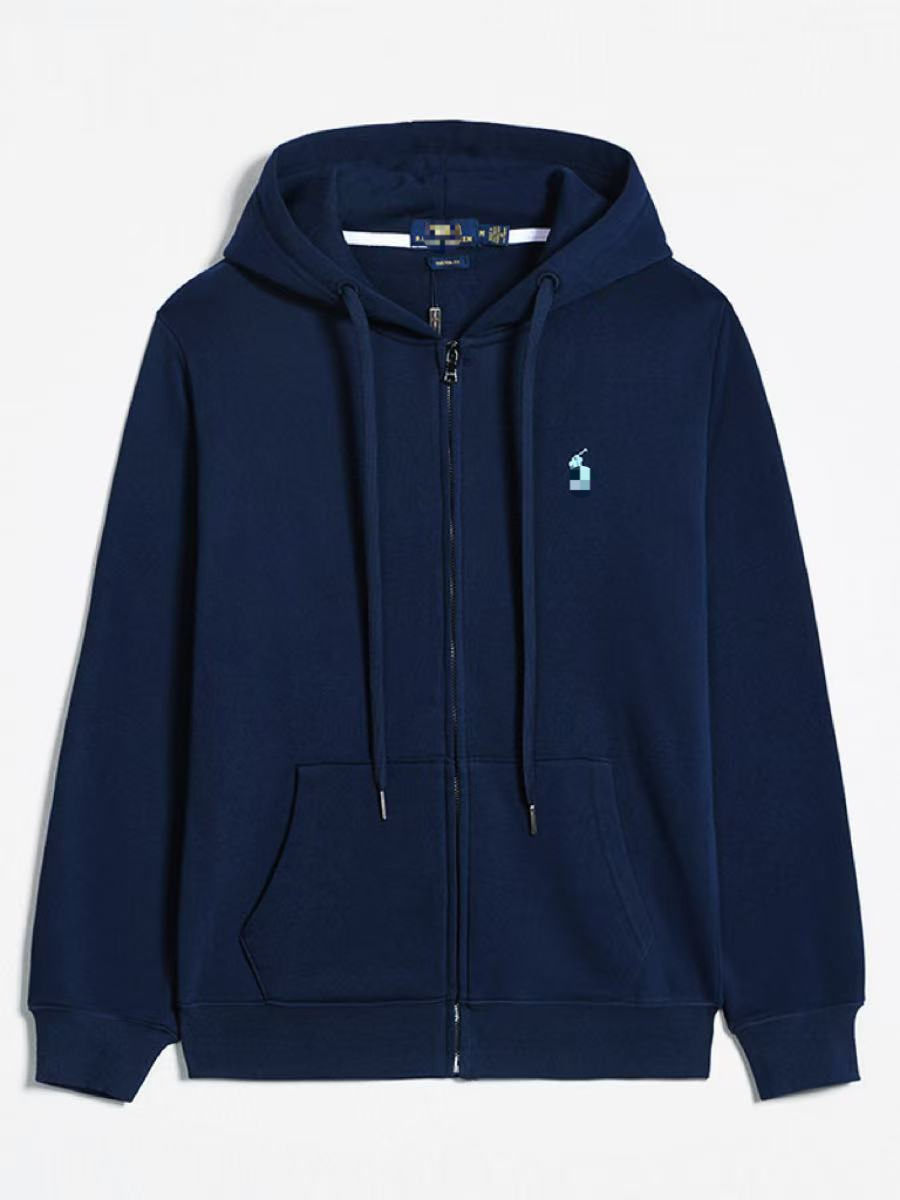 Zipper style navy-white label