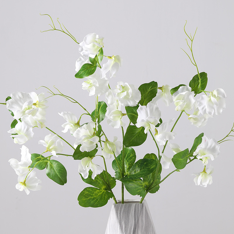 Leaf pea flower simulation flower sweet pea home decoration dining table flower holding bouquet shooting wedding fake flowers wholesale