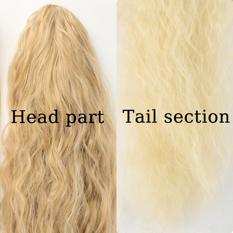 corn silk long curly ponytail wig female hair bough ponytail fluffy natural drawstring ponytail spot wig_voghion.com