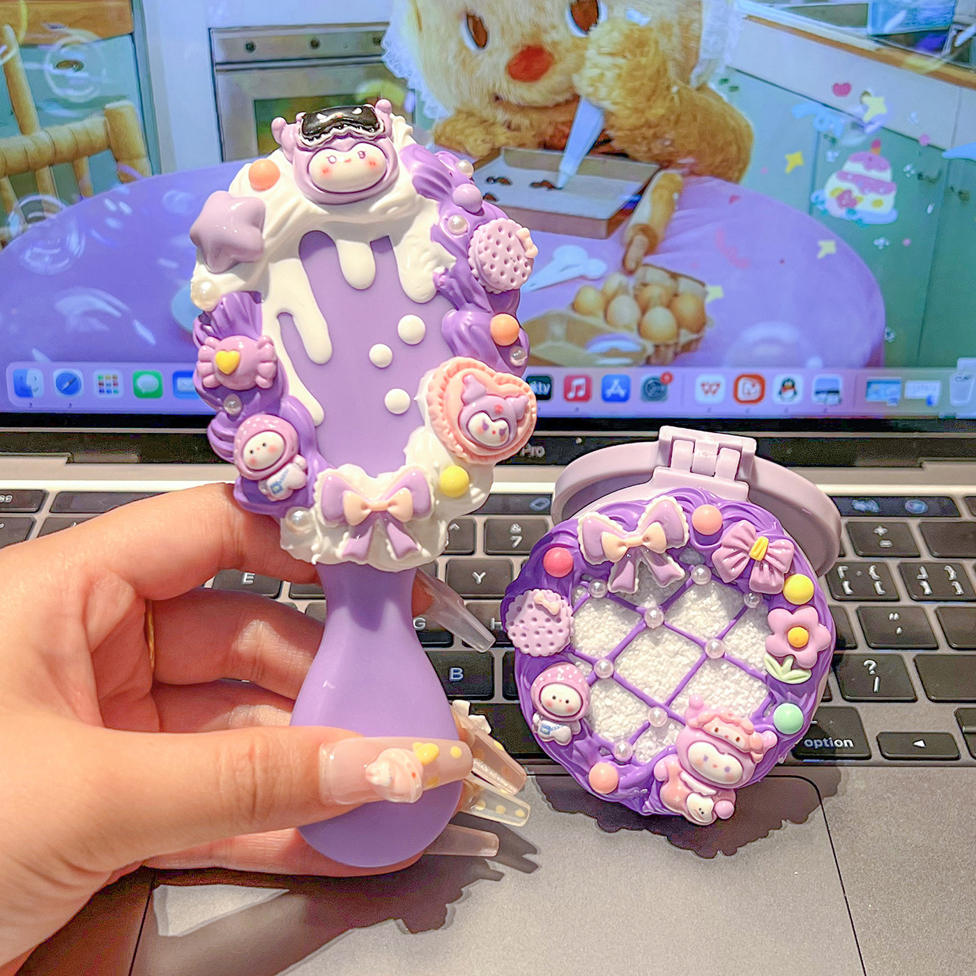 Pegamento de crema para niños hechos a mano DIY material paquete para hacer su propio aire para niñas peluquería mano para hacer espejo plegable pein juguetes