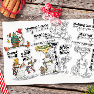 Handmade Paper Art Creative Handbook Decoration Silicone Seal Embossing Knife Mold Winter Snowman Transparent Seal Cross-Border Delivery