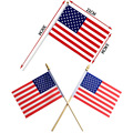 木杆美国国旗 14*21cm手摇旗独立日木质旗杆竞选美国旗