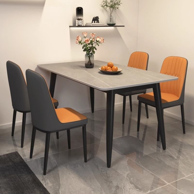 Slate Dining Table and Chair Combination Dining Table for Home Small Apartment Light Luxury Living Room Dining Table Rectangular Modern Marble Simple