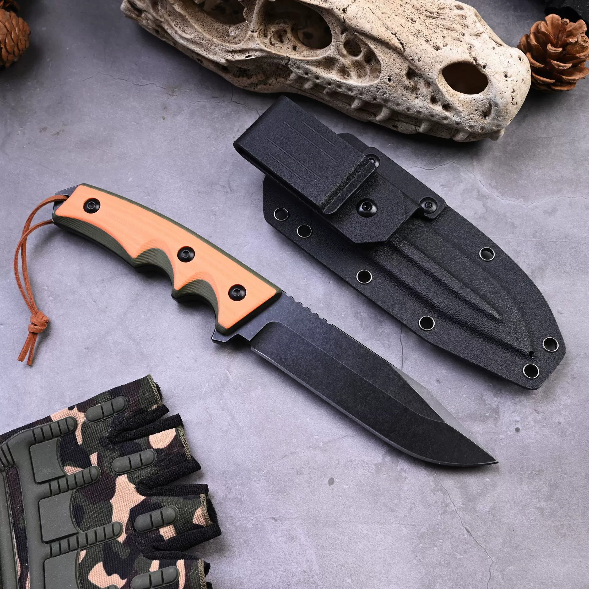 Высококачественная ручка G10 с высоким твердостью интегрированная килевая наружная прямой нож для кемпинга тактический выживания с кидекс-ножнами