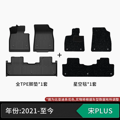 Modelə uyğun ayaqaltı — formaldehyde, non-slip and wear-resistant - 21-present-model-byd-song-plus-tpe-floor-mats-starry-sky-carpet