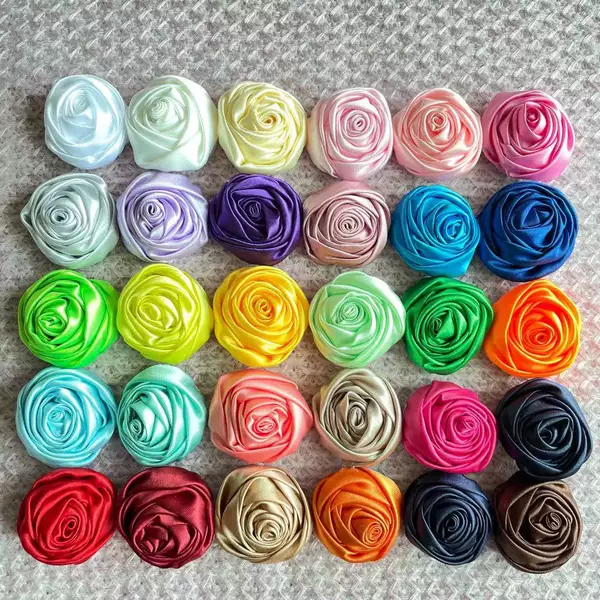 Satin Handmade 3.5cm Small Rose Children's Hair Accessories Clothing Shoe and Hat Accessories DIY Fabric Three-Dimensional Flower Buds