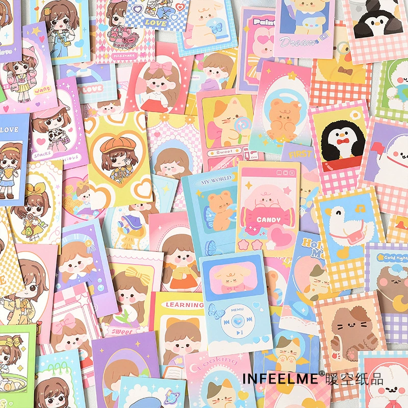 Портфель из материала Infeel.ME серия маленьких карточек рисунок милой девочки ручной работы украшение 4 модели