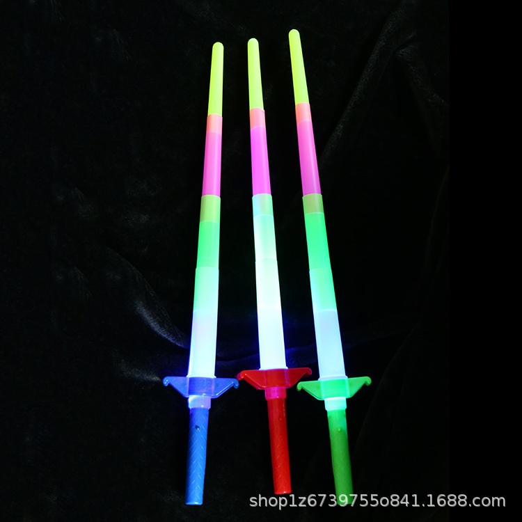 儿童大号地推伸缩发光四节荧光棒小礼物演唱会夜市摆地摊玩具批发