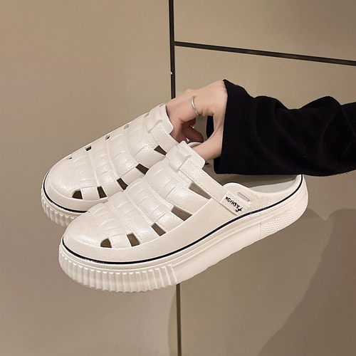 Summer Casual Versatile Thick Sole Loafers with Open Toe and Slip-Resistant Design for Women