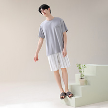 【7A抗菌】新款纯棉睡衣男士夏天短袖短裤宽松韩版全棉男生家居服