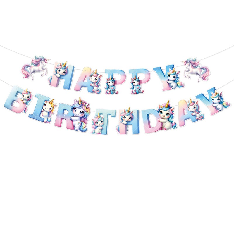 Unicornio tema de fiesta de cumpleaños decoración bandera de cumpleaños unicornio colgante espiral accesorios de cumpleaños decoración