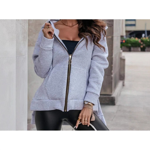 Western and Eastern Autumn/Winter Casual Style, Korean Casual Fleece Sweater for Women, Open Front Hooded Loose Women's Sweatshirt