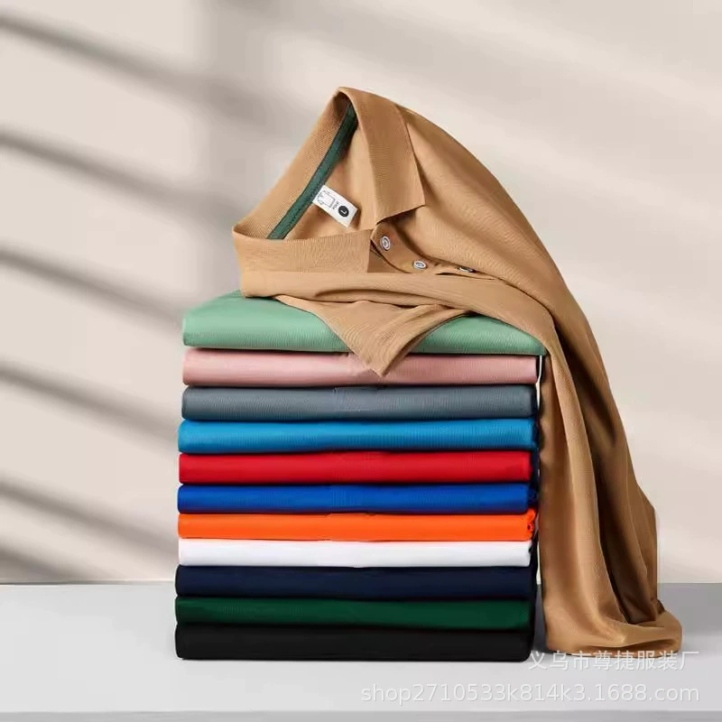 Летняя новая рубашка-поло из шелкового хлопка однотонного цвета, рабочая одежда, групповая одежда, повседневная одежда, печать логотипа на заказ, вышивка