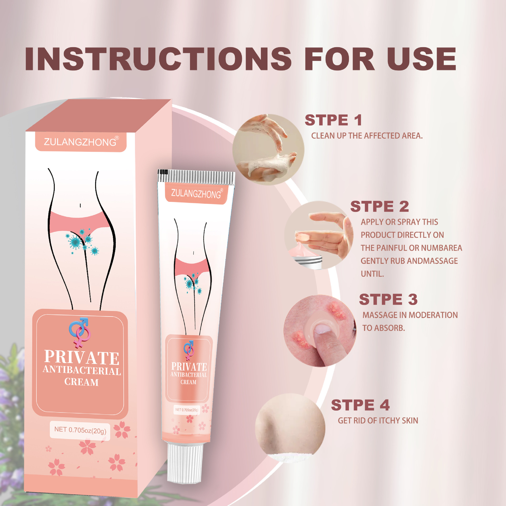Cross-Border Trade 20g Vaginal Itching Cream Female Private Parts External Vaginal Itching Cream Anal Cream