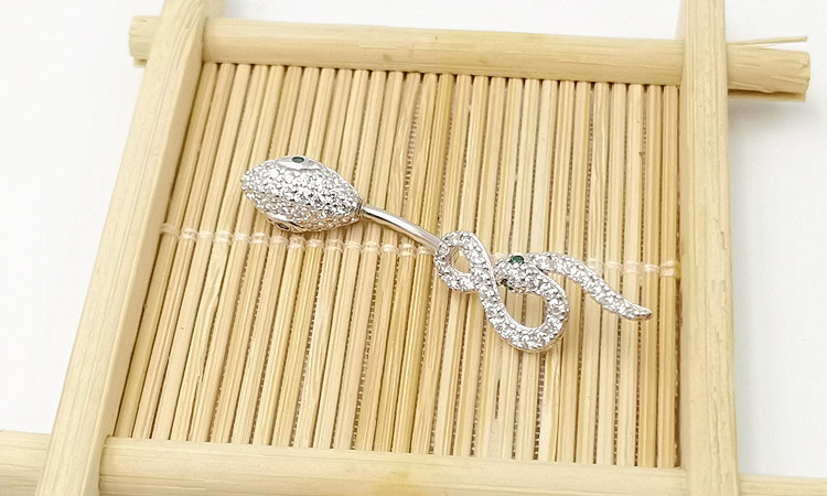 European Zodiac Zircon Snake Belly Button Ring In 925 Silver_voghion.com