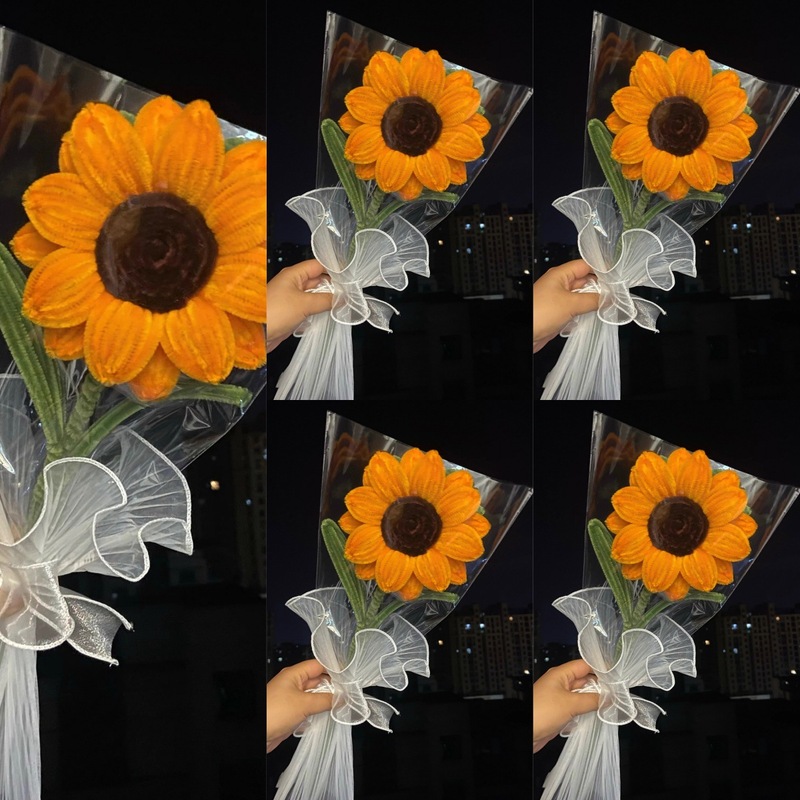 ひまわりの花束インスタイルツイストスティックニッチ素材パッケージでひまわりの手作りDIY大学入学試験と高校入学試験の応援ギフトを一気に獲得|undefined