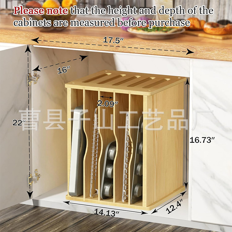 Gabinete de madera bandeja divisor de cocina bandeja vertical divisor de almacenamiento estante de almacenamiento bandeja de horno cubierta de tabla de corte