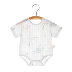 Baby's Diaper Shirt Summer Ultra-Thin Triangle Climbing Suit with Hollowed Out Pure Cotton Short Sleeve Onesie for Newborns