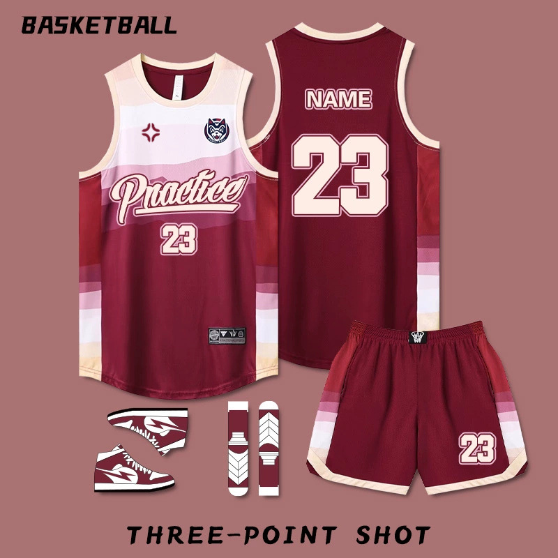 American Basketball Uniform Customized suit Men's Summer Student Sports Competition Team Uniform Training Vest Gradient plus size Jersey