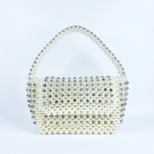 新款优雅法式珍珠串珠手提包包时尚流行百搭高级贵气感手拿宴会包